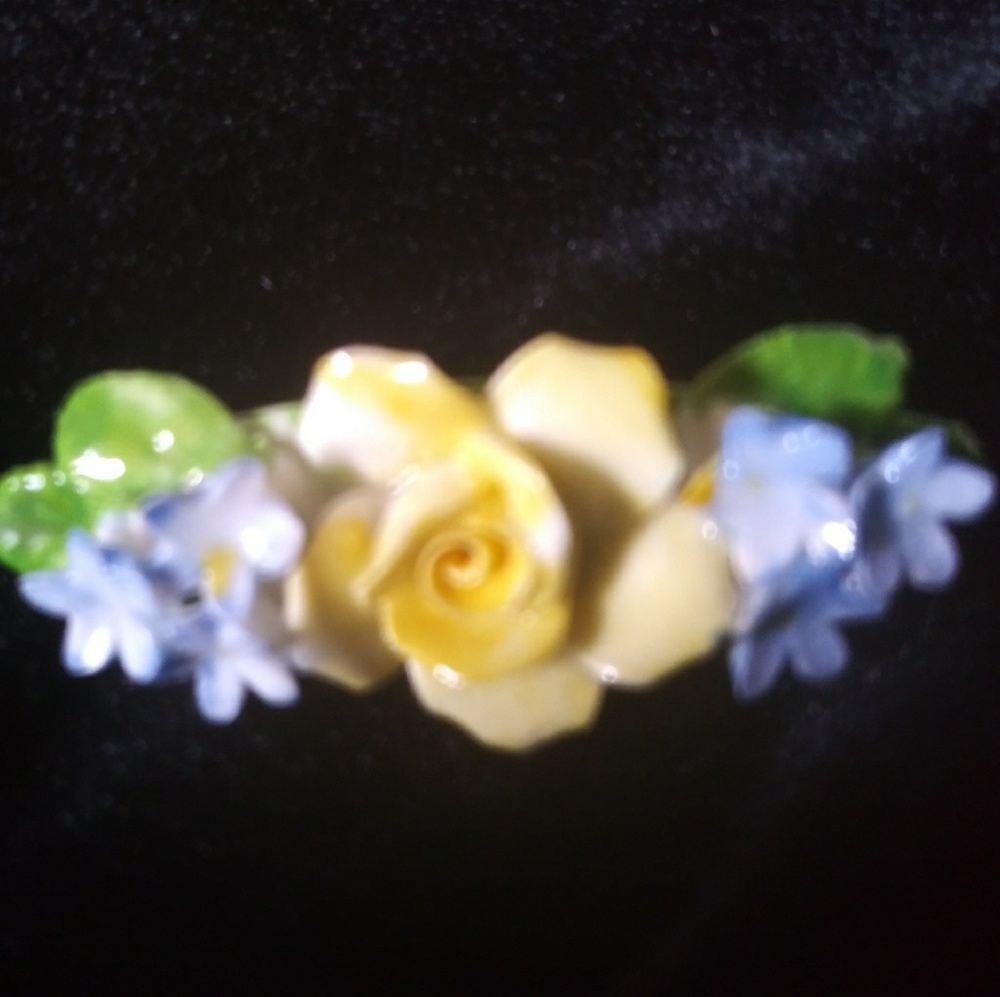 Vintage Floral Porcelain Rose Pin
